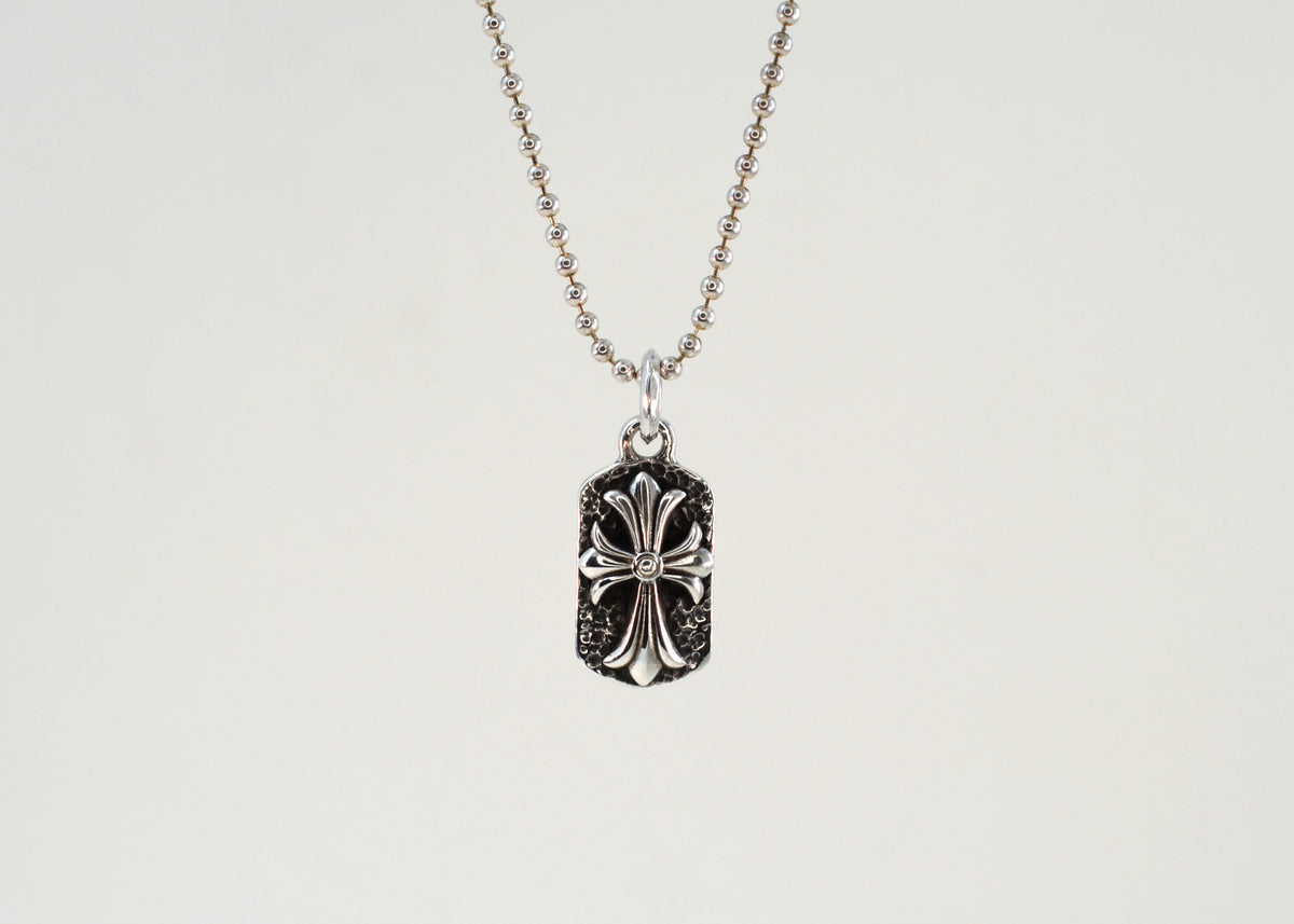 Gothic Cross Mini Dog Tag Necklace | Handcrafted by Silver Luthier