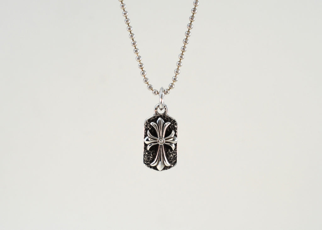 Gothic Cross Mini Dog Tag Necklace | Handcrafted by Silver Luthier