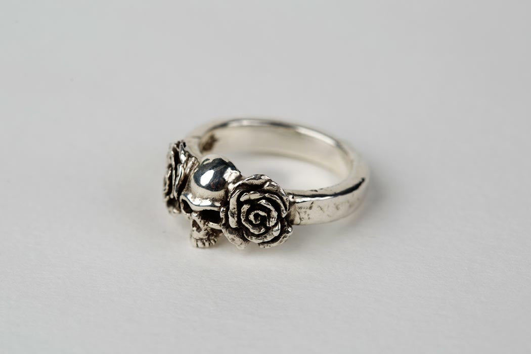 Skull And Roses Rings Jewelry – Silver Luthier